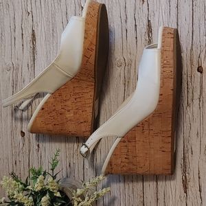 Chateau White leather platforms shoes slip ons women size 38